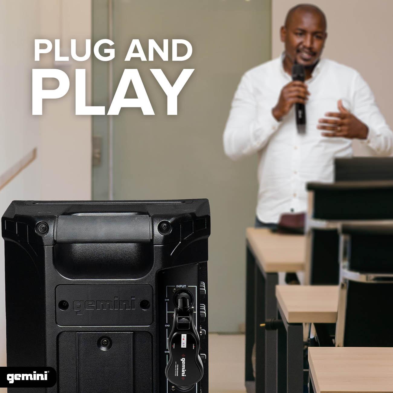 Gemini GMU-M100 Professional Plug & Play Wireless Rechargeable UHF